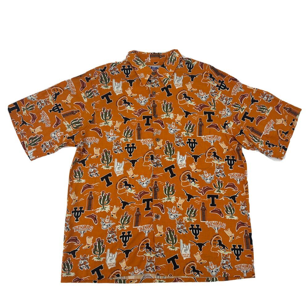 Texas Longhorns Reyn Spooner Shirt Men's L Orange Button Up Hook Em Horns‎